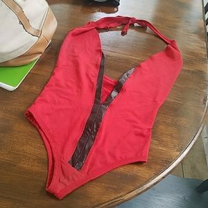 Red and black one piece
